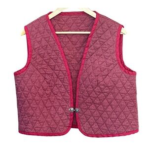 Vintage Handmade Quilted Vest Cottagecore Folk Layering Waistcoat 90s Prairie